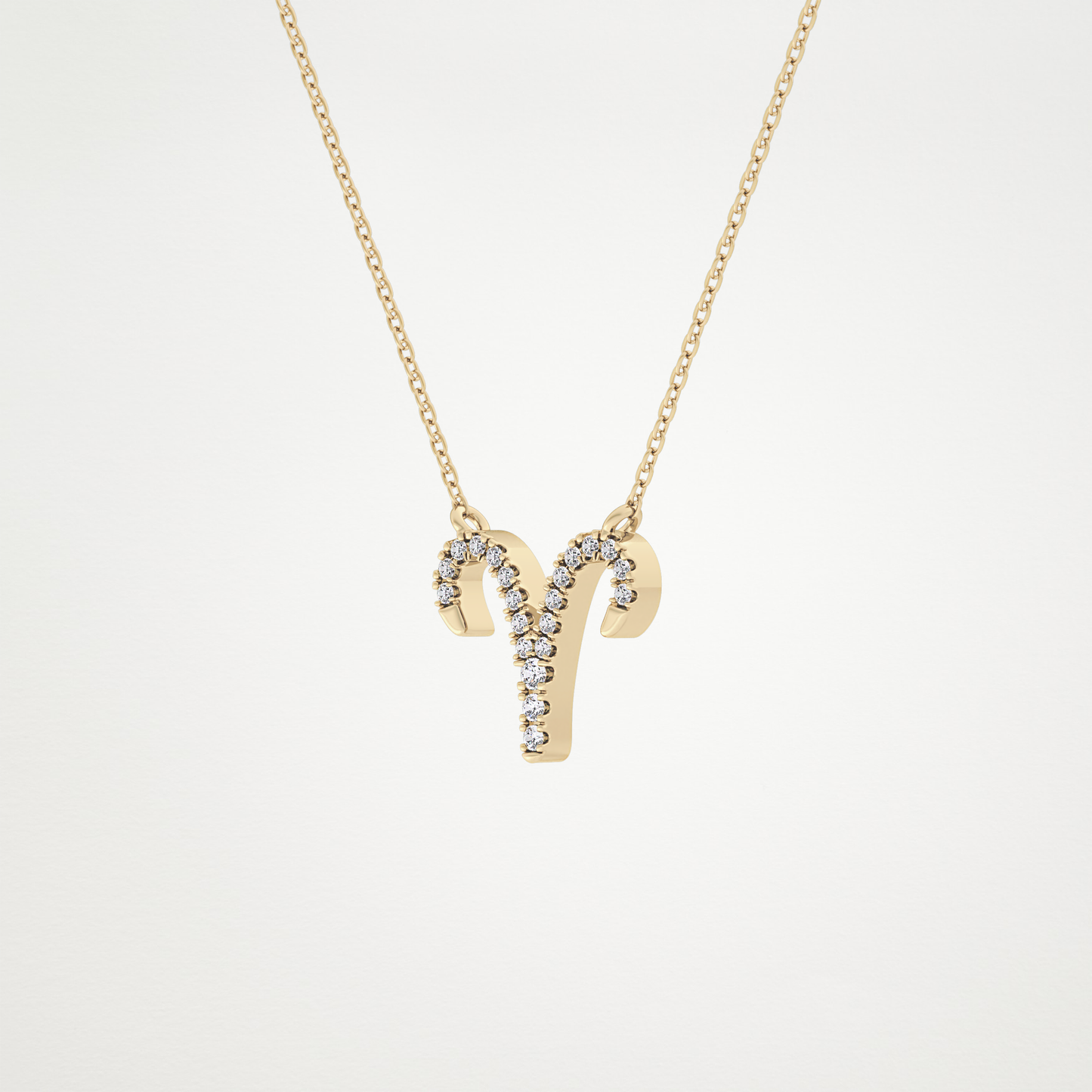 0.098 TCW Round Lab Grown Diamond Aries Zodiac Sign Necklace