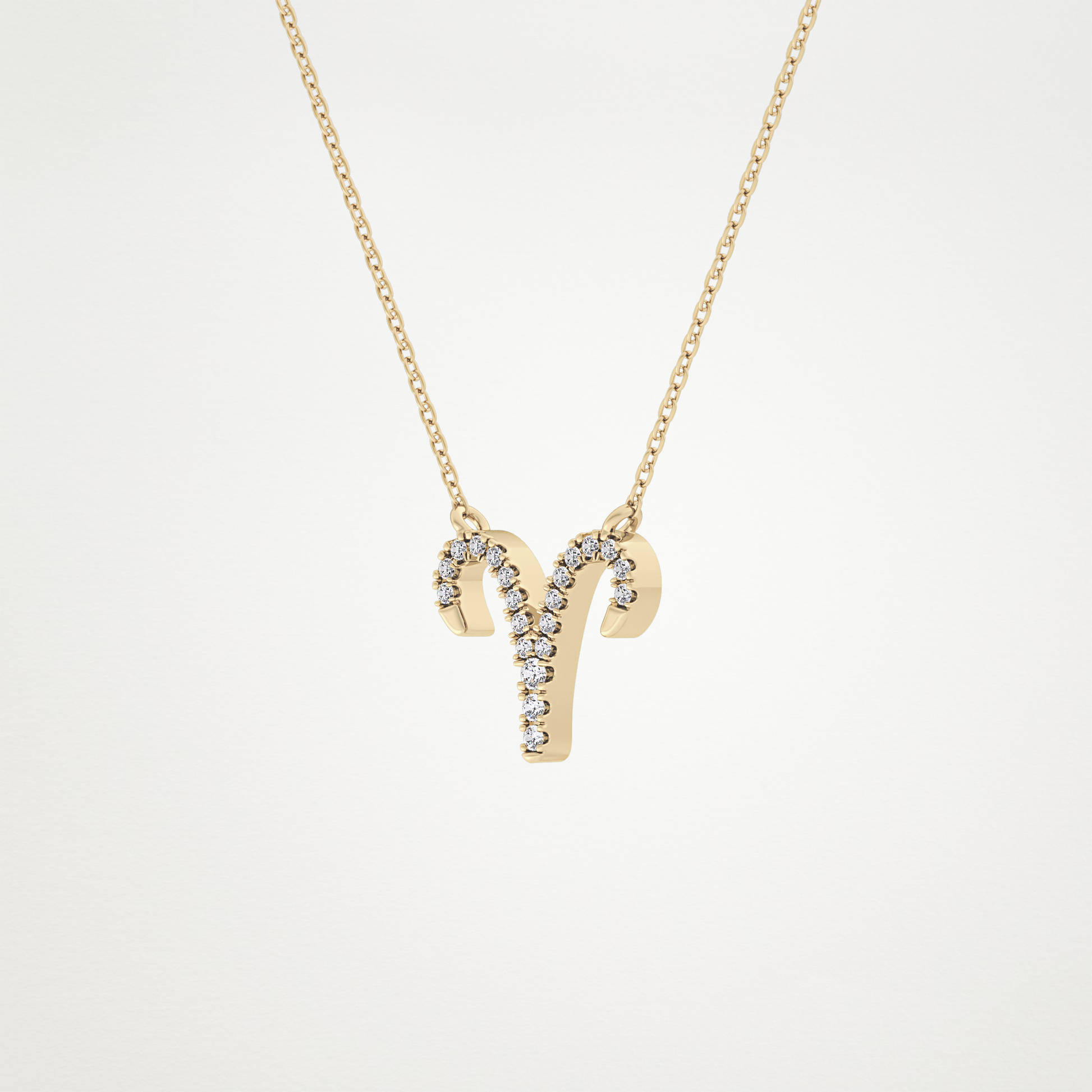 0.098 TCW Round Lab Grown Diamond Aries Zodiac Sign Necklace