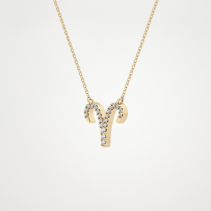 0.098 TCW Round Lab Grown Diamond Aries Zodiac Sign Necklace