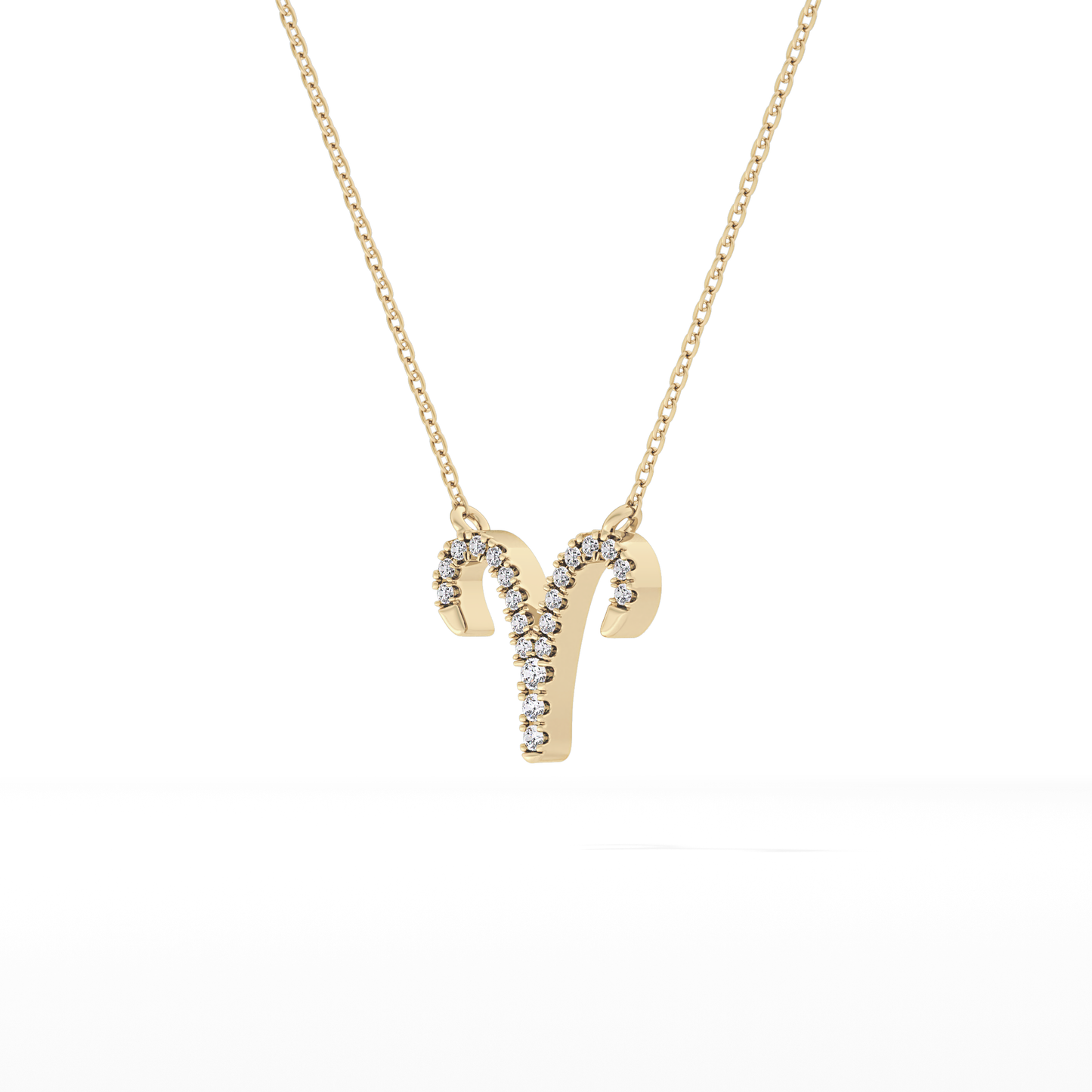 0.098 TCW Round Lab Grown Diamond Aries Zodiac Sign Necklace