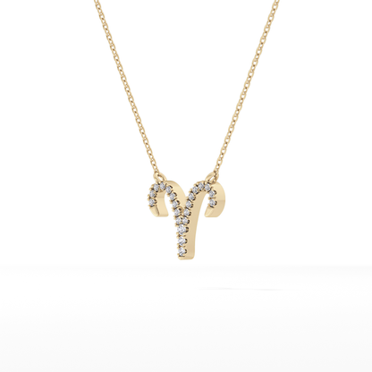 0.098 TCW Round Lab Grown Diamond Aries Zodiac Sign Necklace