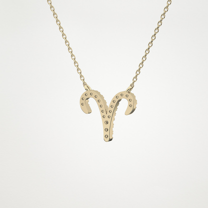 0.098 TCW Round Lab Grown Diamond Aries Zodiac Sign Necklace