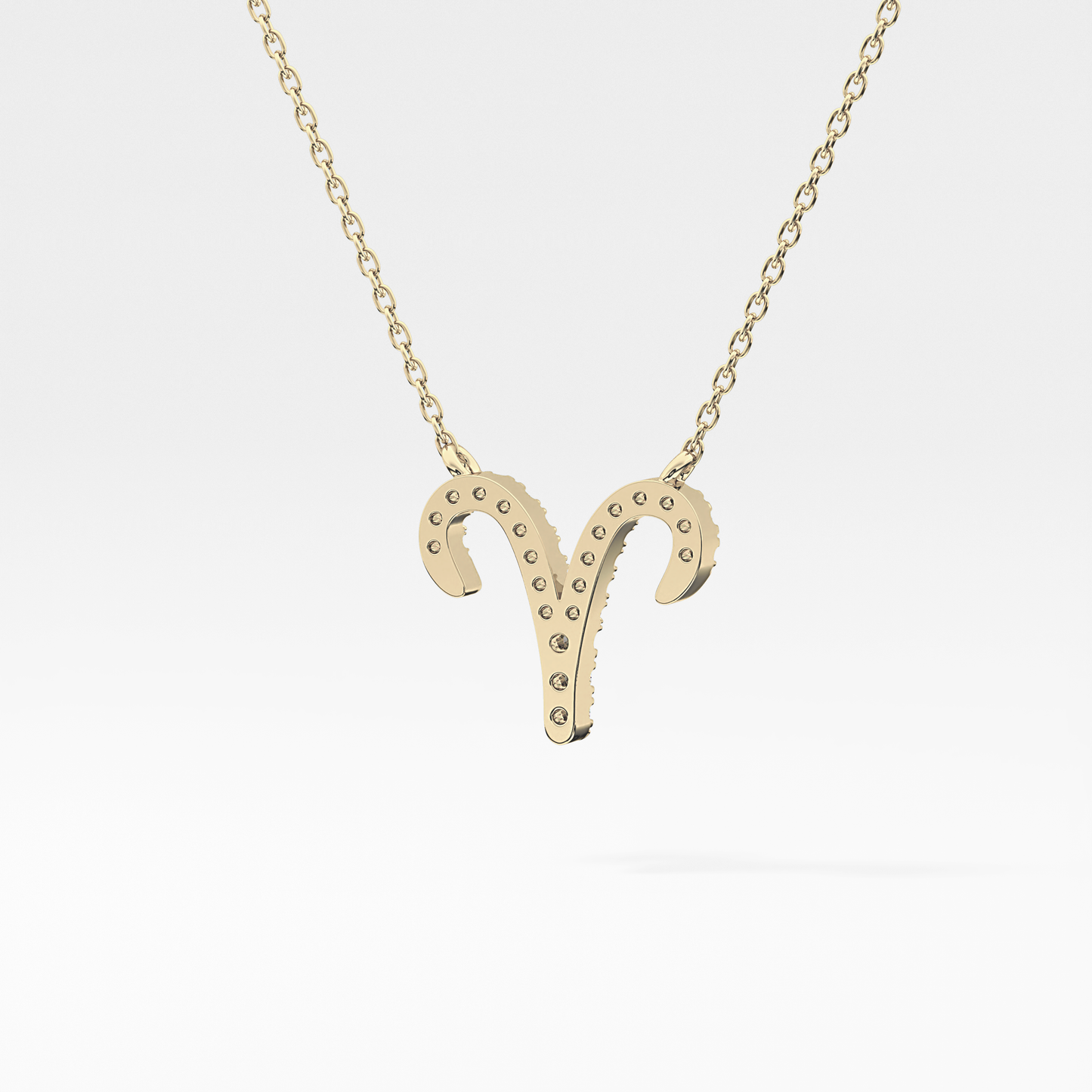 0.098 TCW Round Lab Grown Diamond Aries Zodiac Sign Necklace