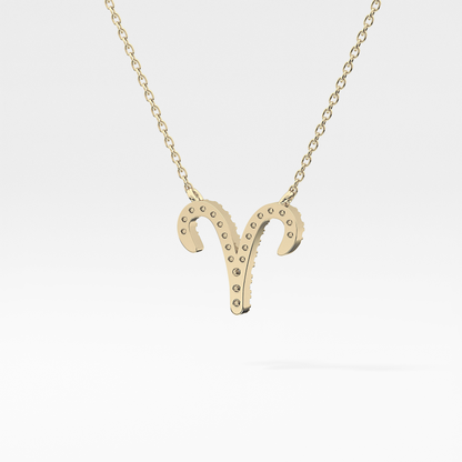 0.098 TCW Round Lab Grown Diamond Aries Zodiac Sign Necklace