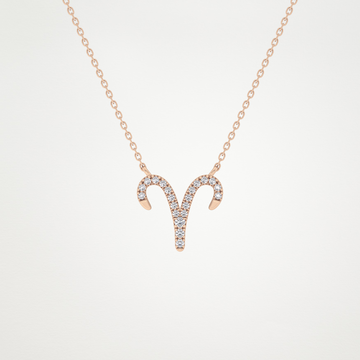 0.098 TCW Round Lab Grown Diamond Aries Zodiac Sign Necklace
