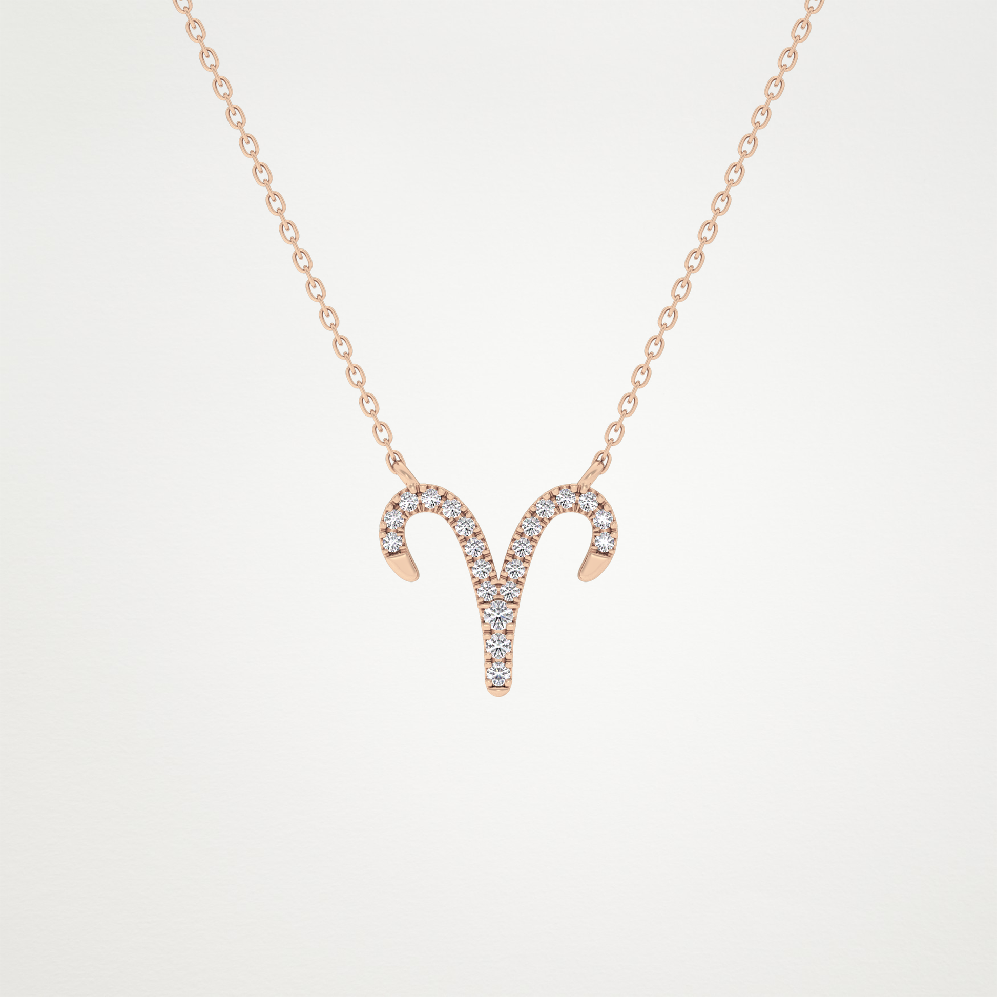 0.098 TCW Round Lab Grown Diamond Aries Zodiac Sign Necklace