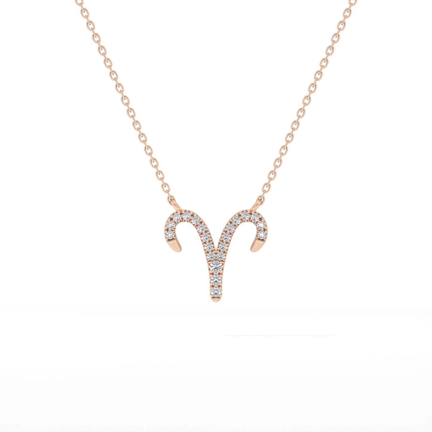 0.098 TCW Round Lab Grown Diamond Aries Zodiac Sign Necklace