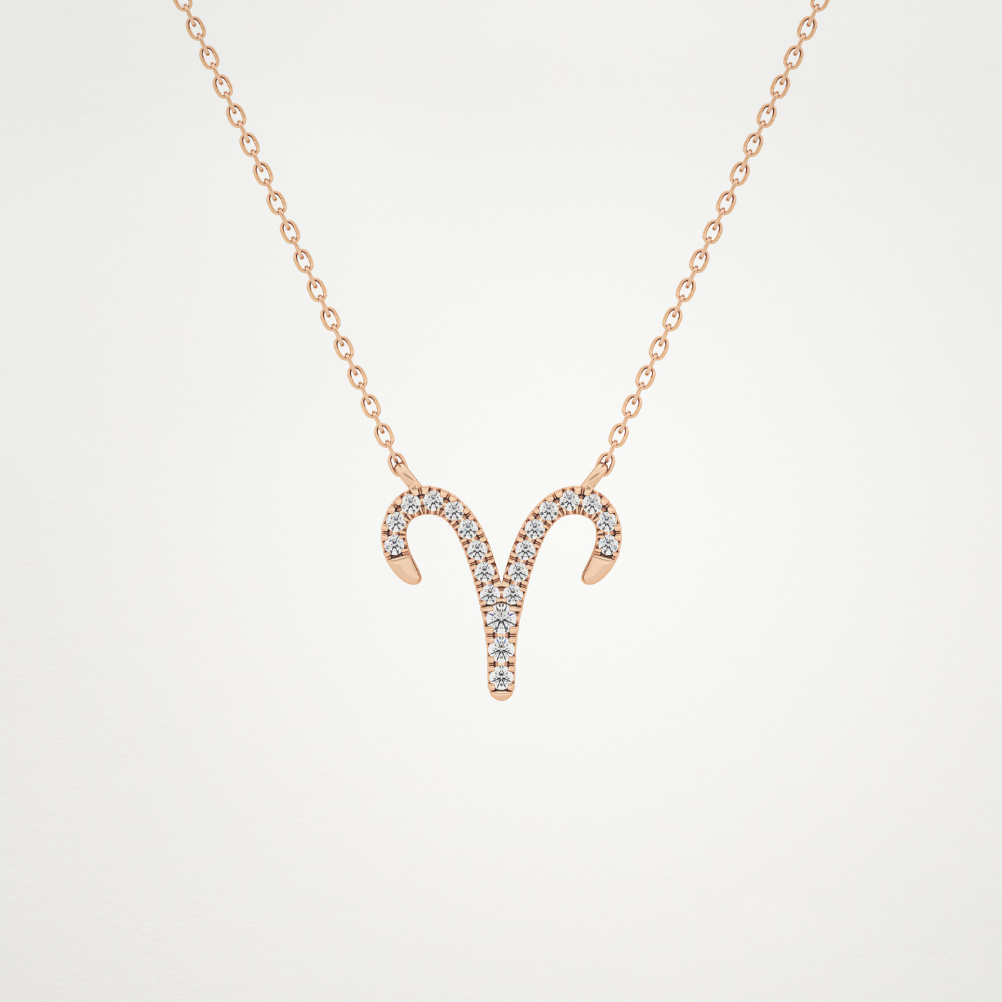 0.098 TCW Round Lab Grown Diamond Aries Zodiac Sign Necklace