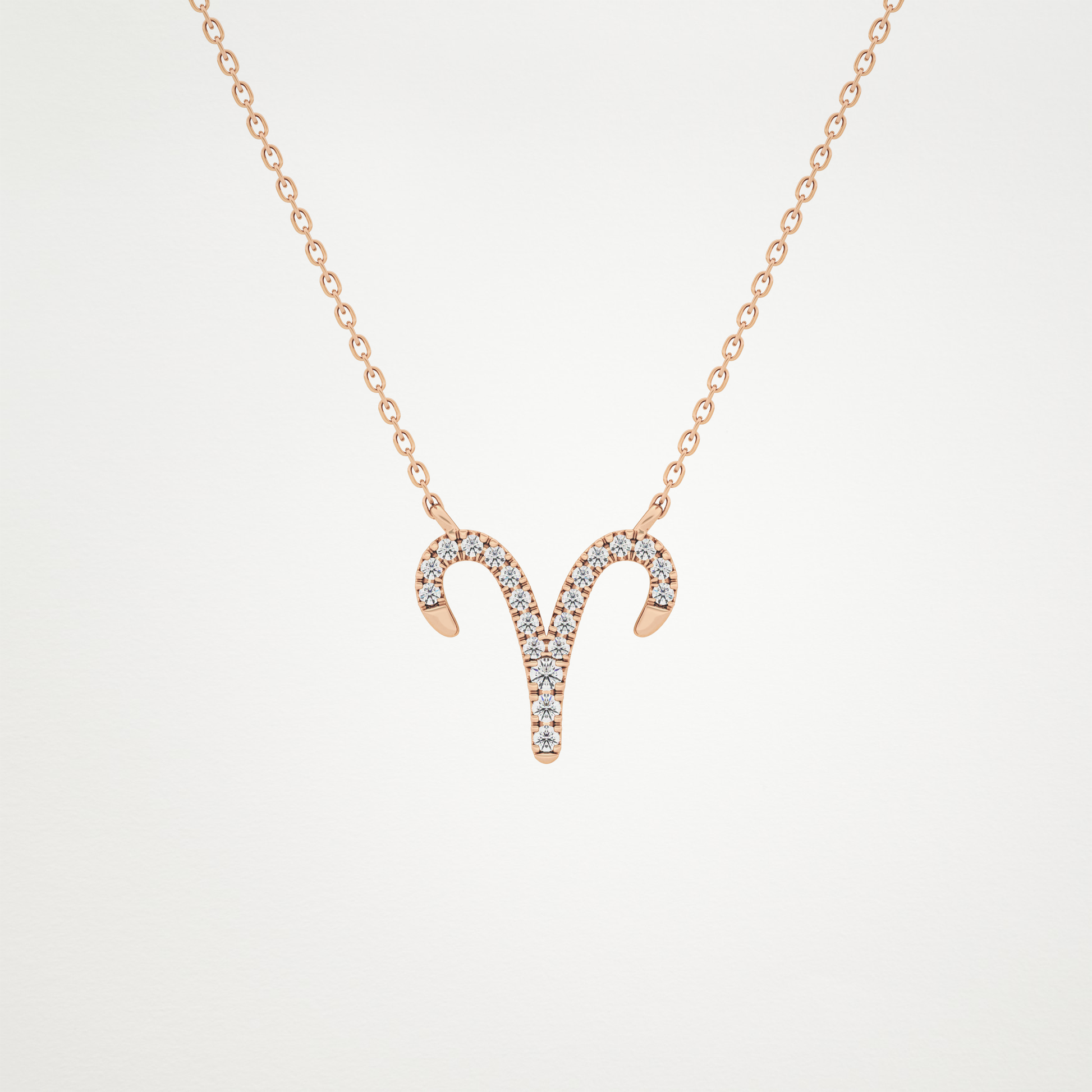 0.098 TCW Round Lab Grown Diamond Aries Zodiac Sign Necklace