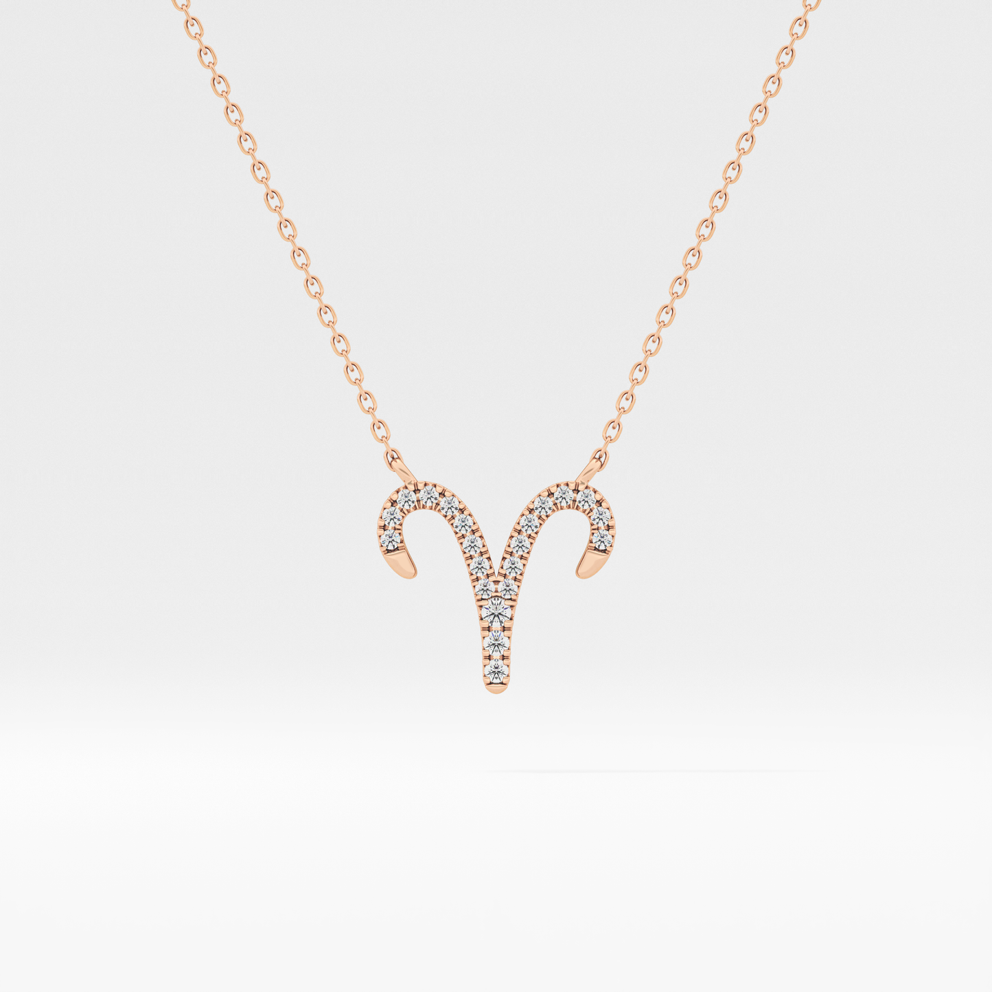 0.098 TCW Round Lab Grown Diamond Aries Zodiac Sign Necklace