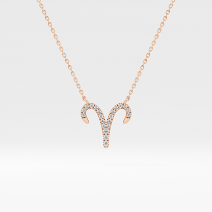 0.098 TCW Round Lab Grown Diamond Aries Zodiac Sign Necklace