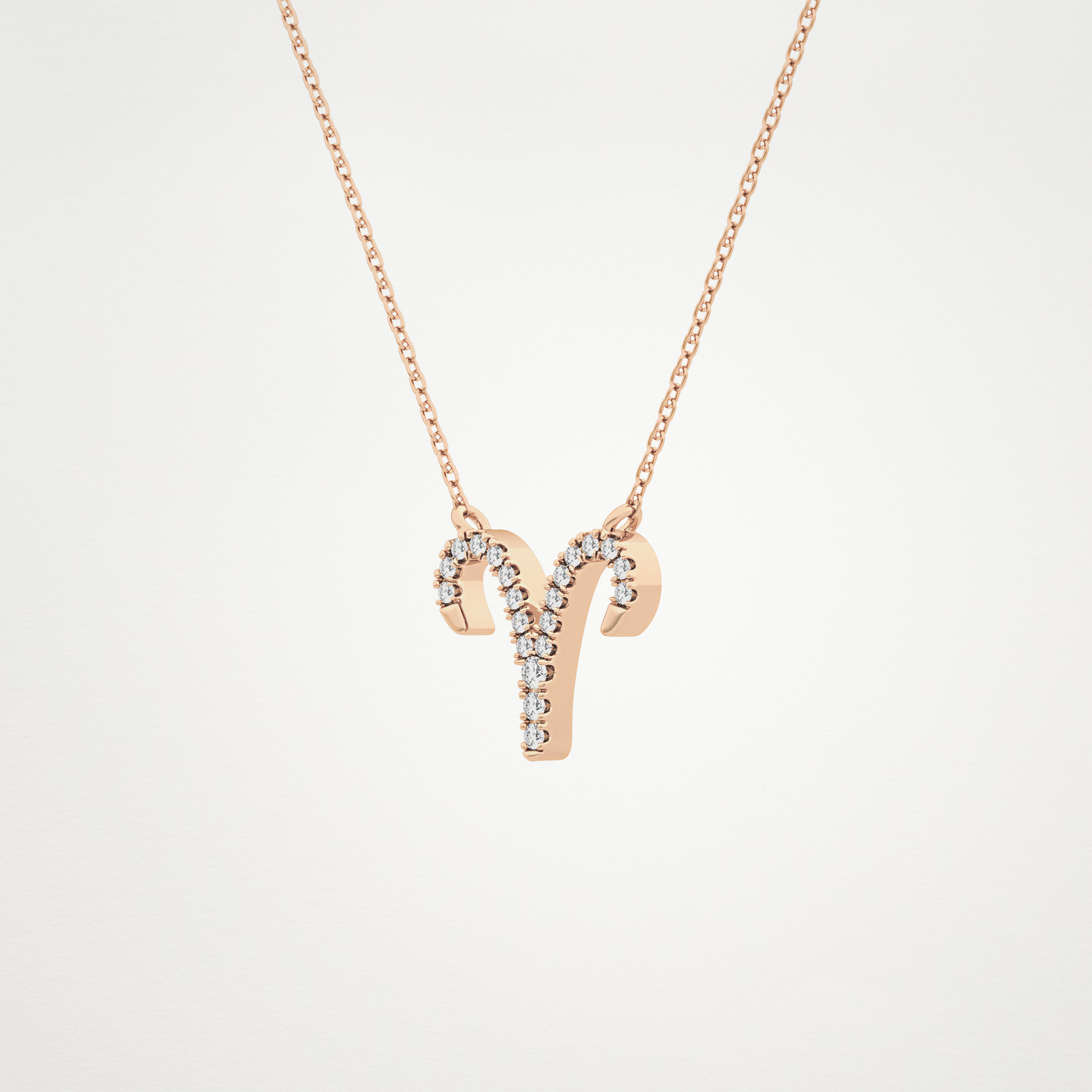 0.098 TCW Round Lab Grown Diamond Aries Zodiac Sign Necklace