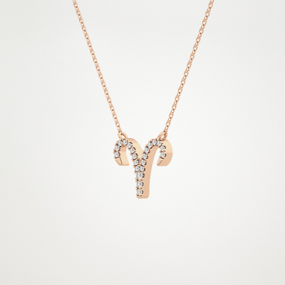 0.098 TCW Round Lab Grown Diamond Aries Zodiac Sign Necklace