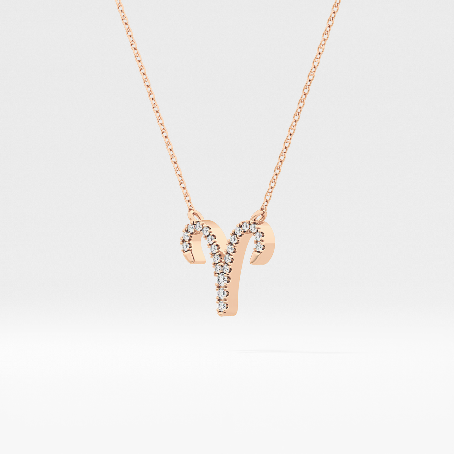 0.098 TCW Round Lab Grown Diamond Aries Zodiac Sign Necklace