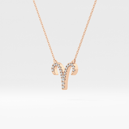 0.098 TCW Round Lab Grown Diamond Aries Zodiac Sign Necklace