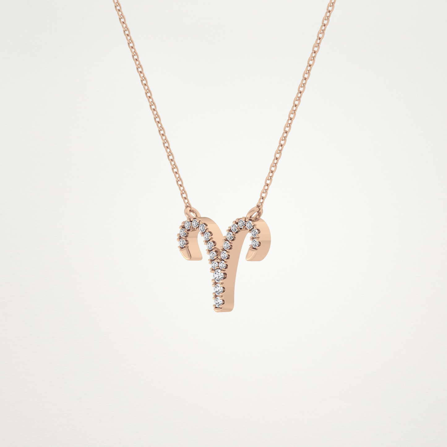 0.098 TCW Round Lab Grown Diamond Aries Zodiac Sign Necklace