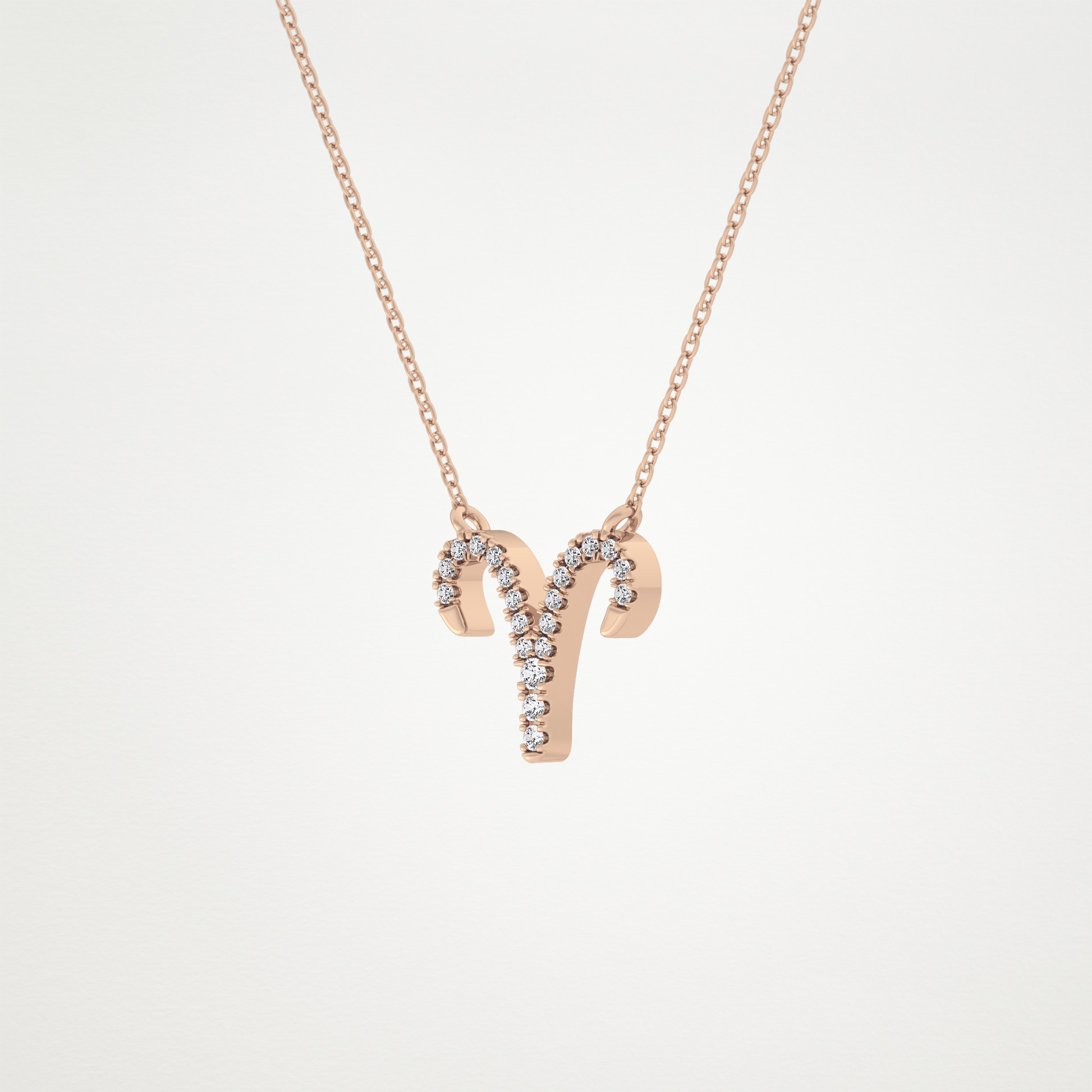 0.098 TCW Round Lab Grown Diamond Aries Zodiac Sign Necklace