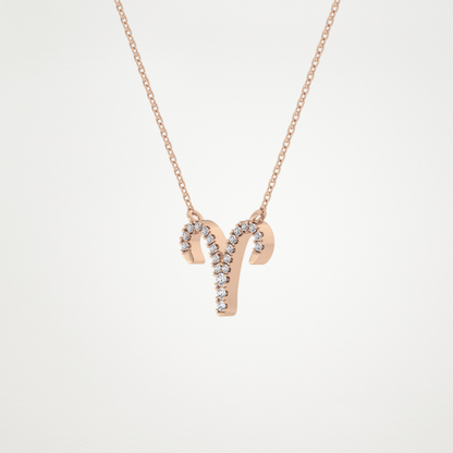 0.098 TCW Round Lab Grown Diamond Aries Zodiac Sign Necklace