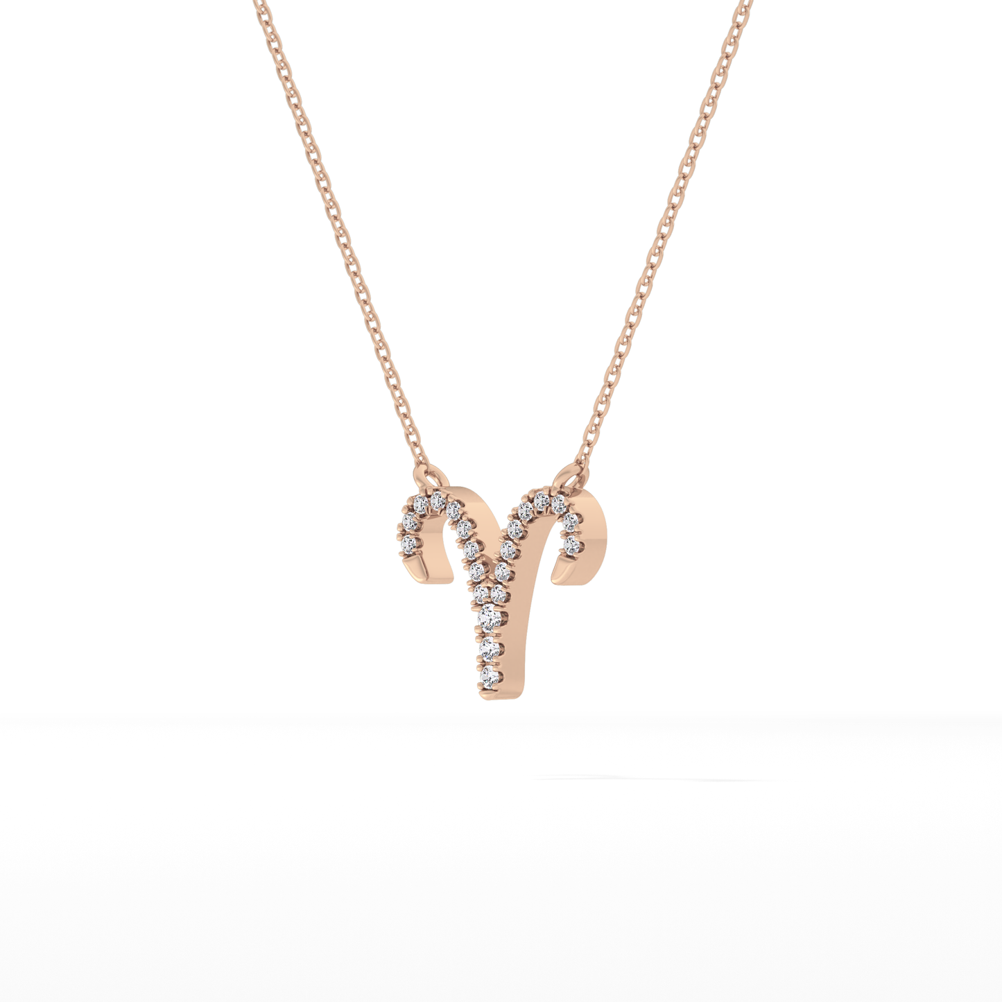 0.098 TCW Round Lab Grown Diamond Aries Zodiac Sign Necklace