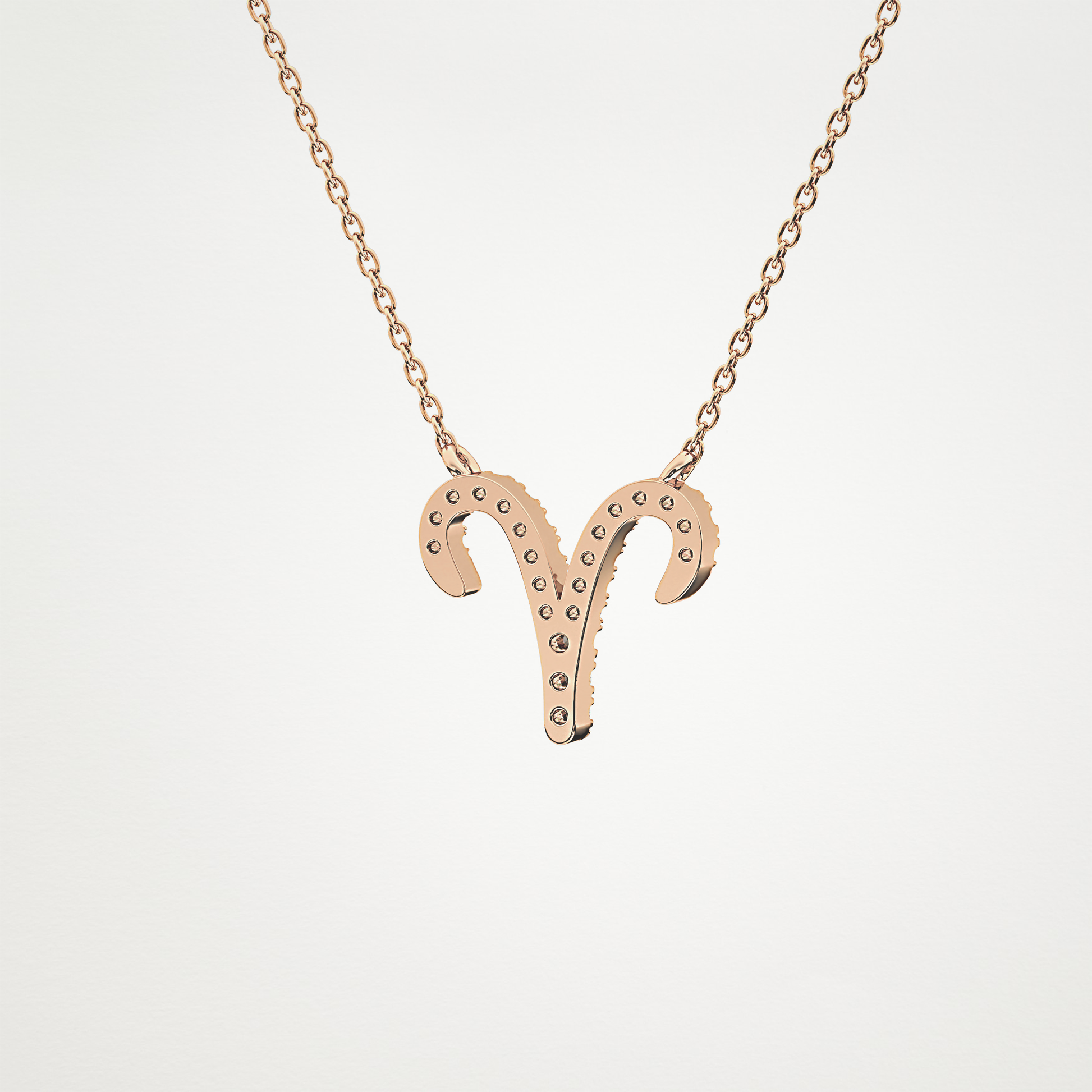 0.098 TCW Round Lab Grown Diamond Aries Zodiac Sign Necklace