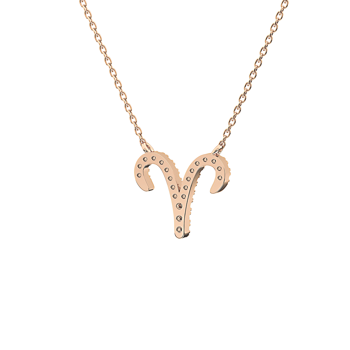 0.098 TCW Round Lab Grown Diamond Aries Zodiac Sign Necklace