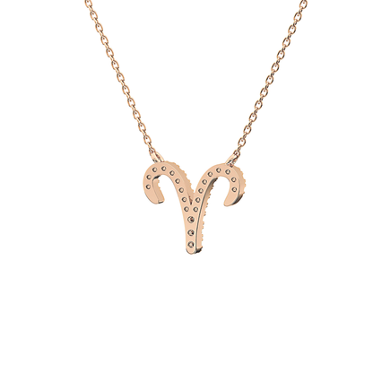 0.098 TCW Round Lab Grown Diamond Aries Zodiac Sign Necklace