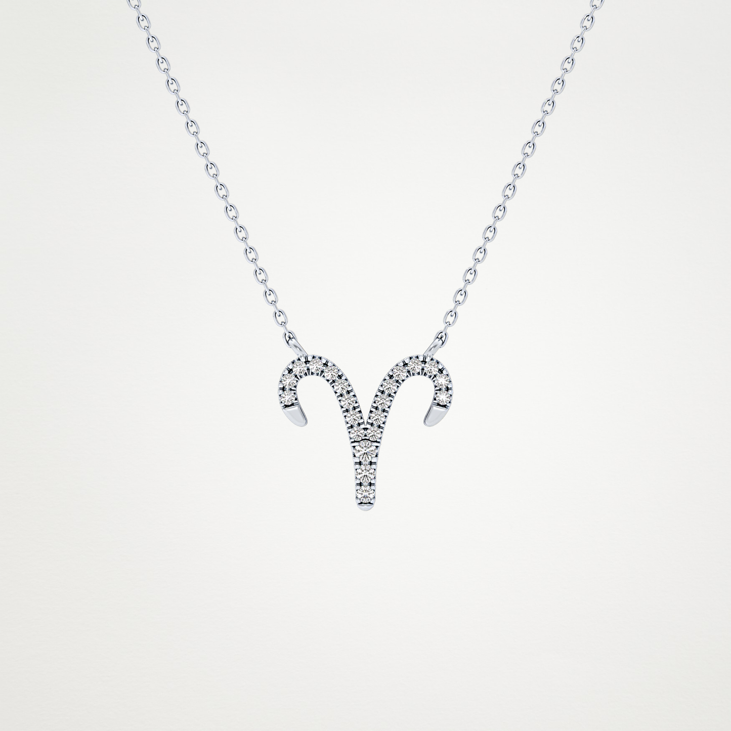 0.098 TCW Round Lab Grown Diamond Aries Zodiac Sign Necklace