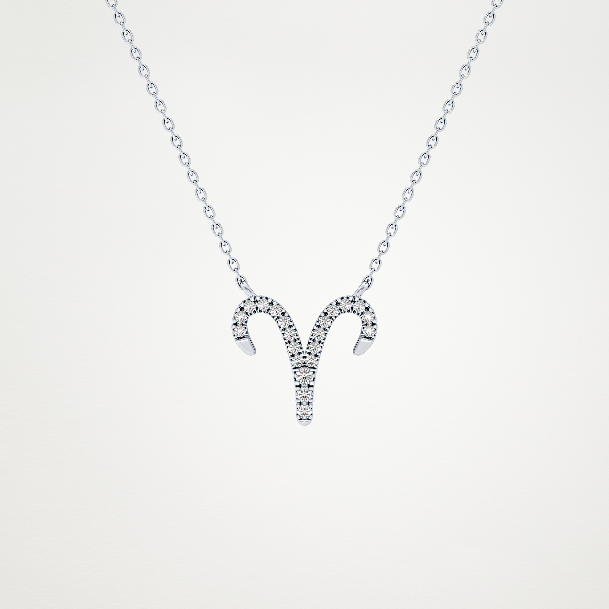 0.098 TCW Round Lab Grown Diamond Aries Zodiac Sign Necklace