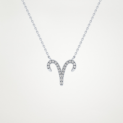 0.098 TCW Round Lab Grown Diamond Aries Zodiac Sign Necklace