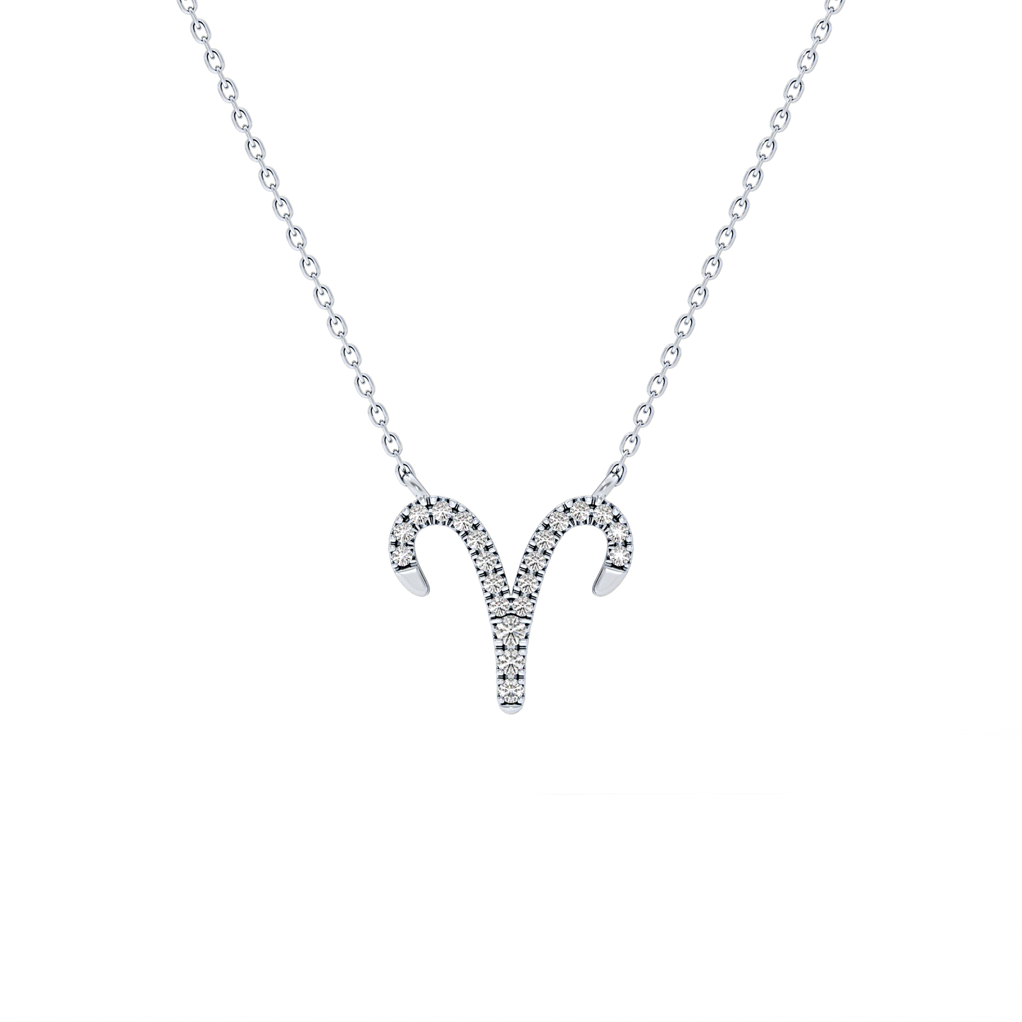 0.098 TCW Round Lab Grown Diamond Aries Zodiac Sign Necklace