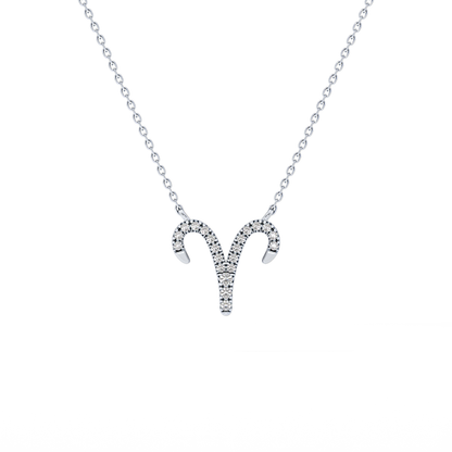 0.098 TCW Round Lab Grown Diamond Aries Zodiac Sign Necklace