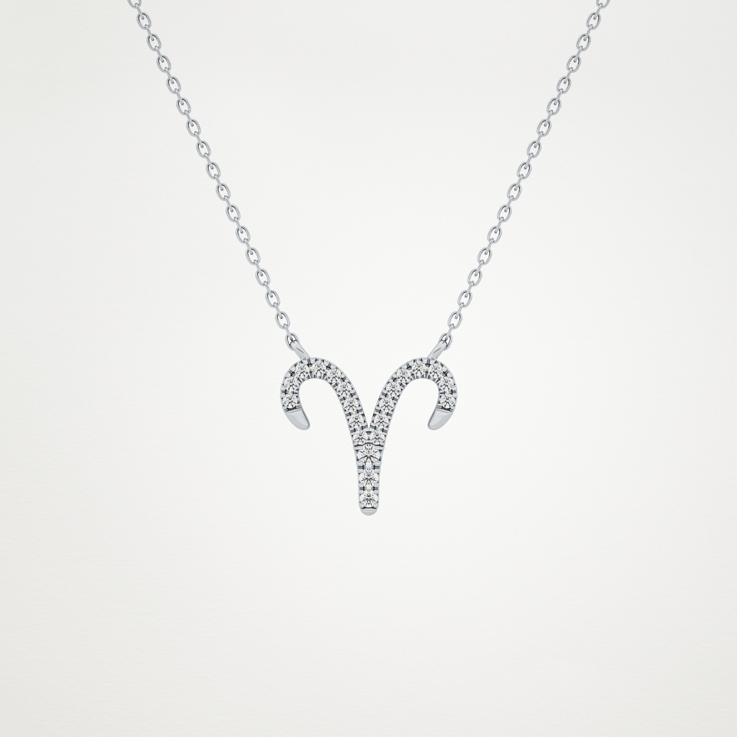 0.098 TCW Round Lab Grown Diamond Aries Zodiac Sign Necklace