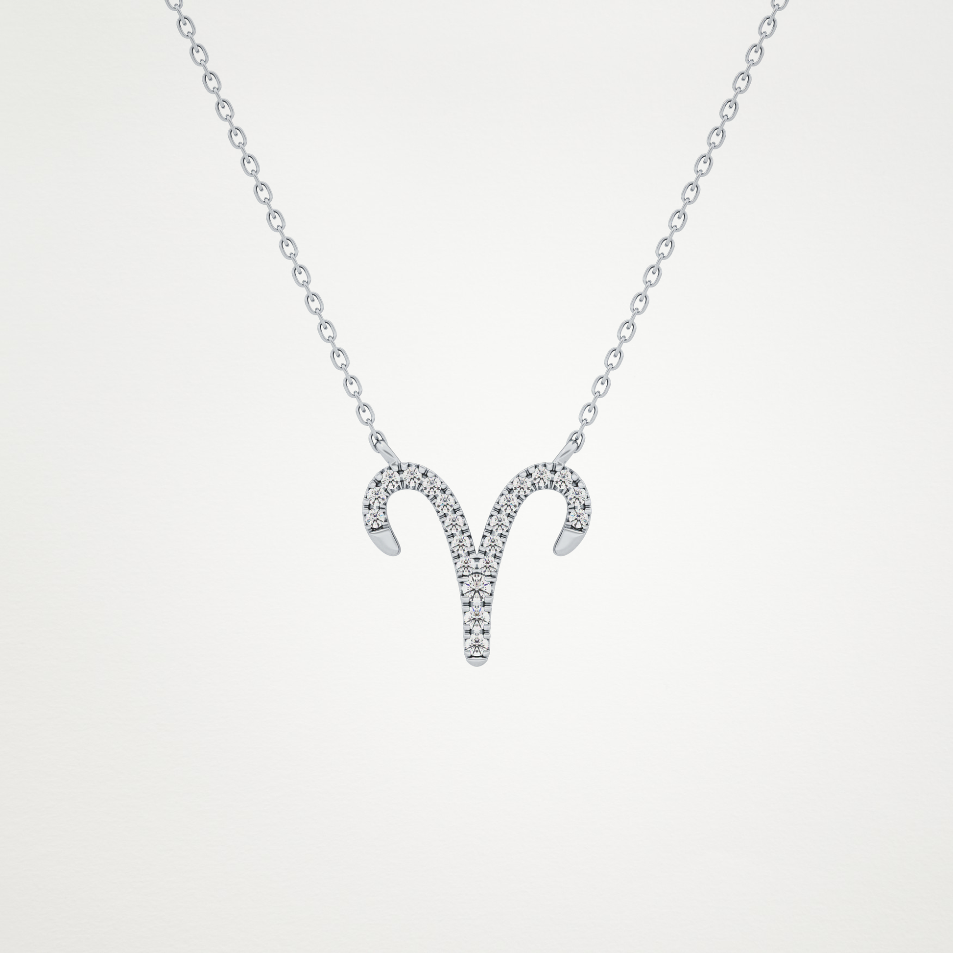 0.098 TCW Round Lab Grown Diamond Aries Zodiac Sign Necklace