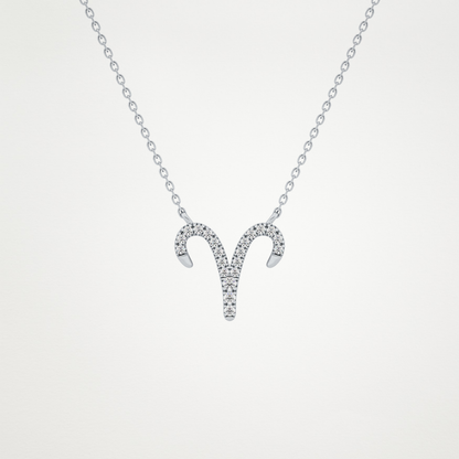 0.098 TCW Round Lab Grown Diamond Aries Zodiac Sign Necklace