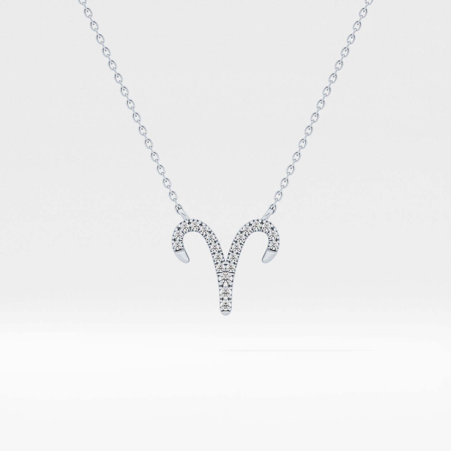 0.098 TCW Round Lab Grown Diamond Aries Zodiac Sign Necklace