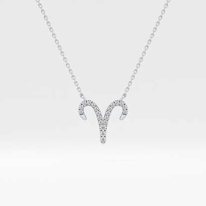 0.098 TCW Round Lab Grown Diamond Aries Zodiac Sign Necklace