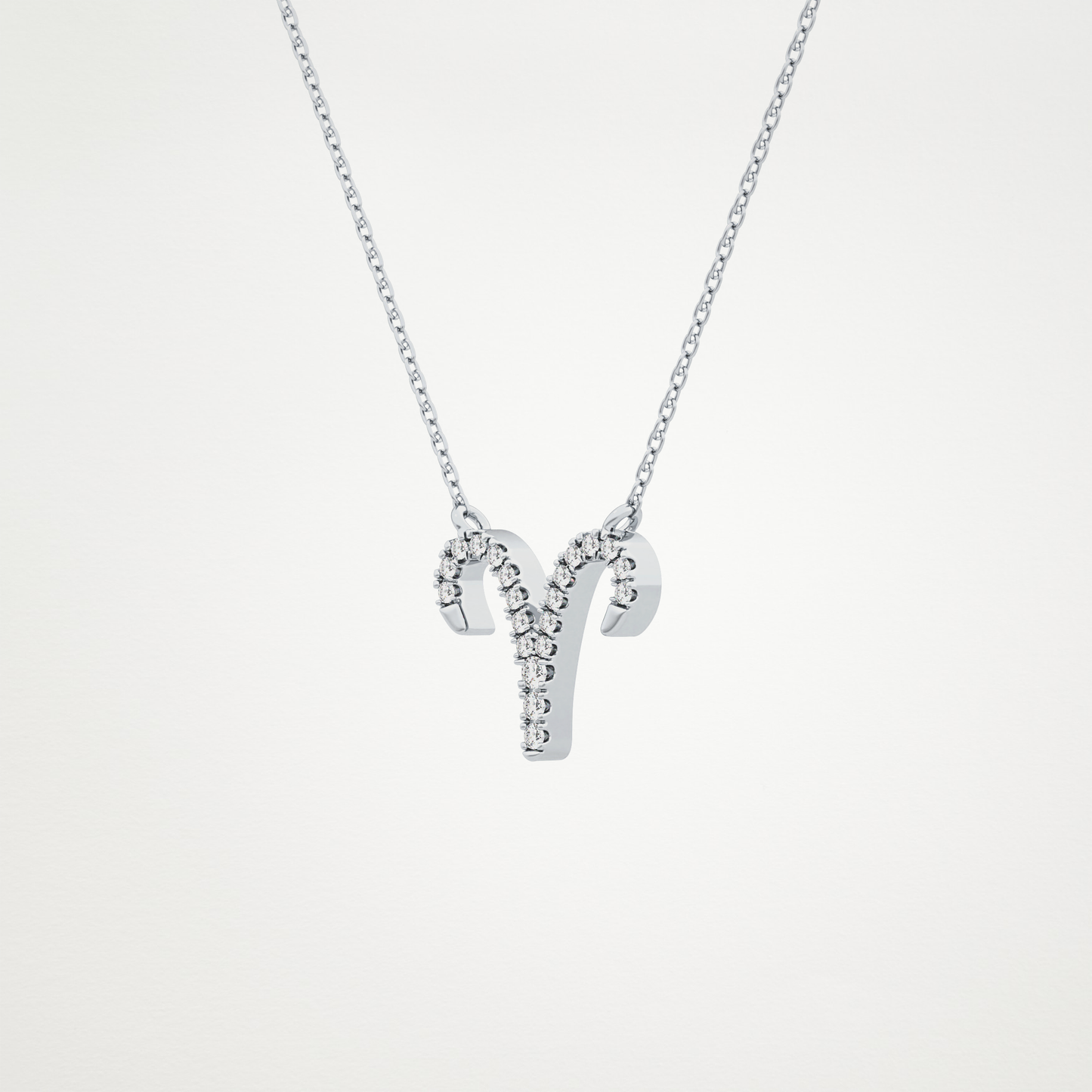 0.098 TCW Round Lab Grown Diamond Aries Zodiac Sign Necklace
