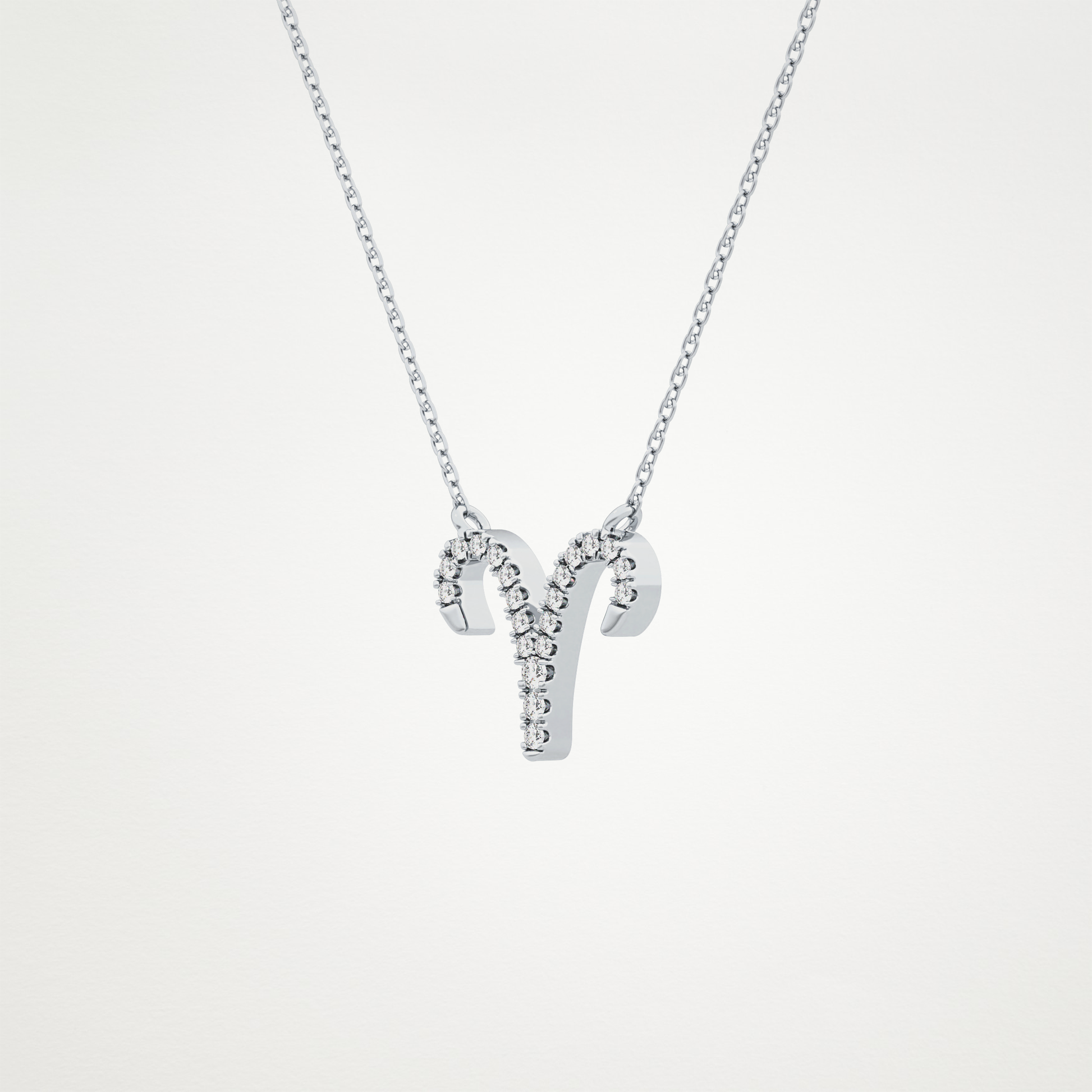 0.098 TCW Round Lab Grown Diamond Aries Zodiac Sign Necklace