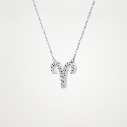 0.098 TCW Round Lab Grown Diamond Aries Zodiac Sign Necklace