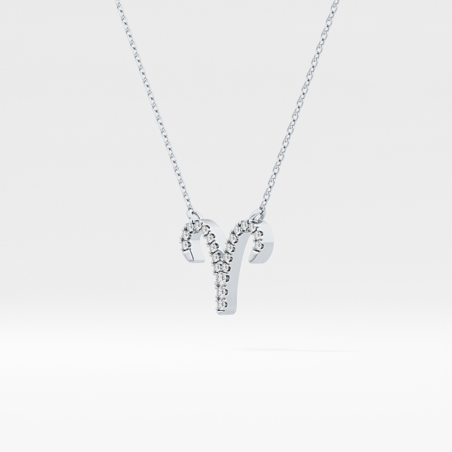 0.098 TCW Round Lab Grown Diamond Aries Zodiac Sign Necklace
