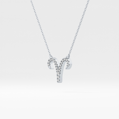 0.098 TCW Round Lab Grown Diamond Aries Zodiac Sign Necklace