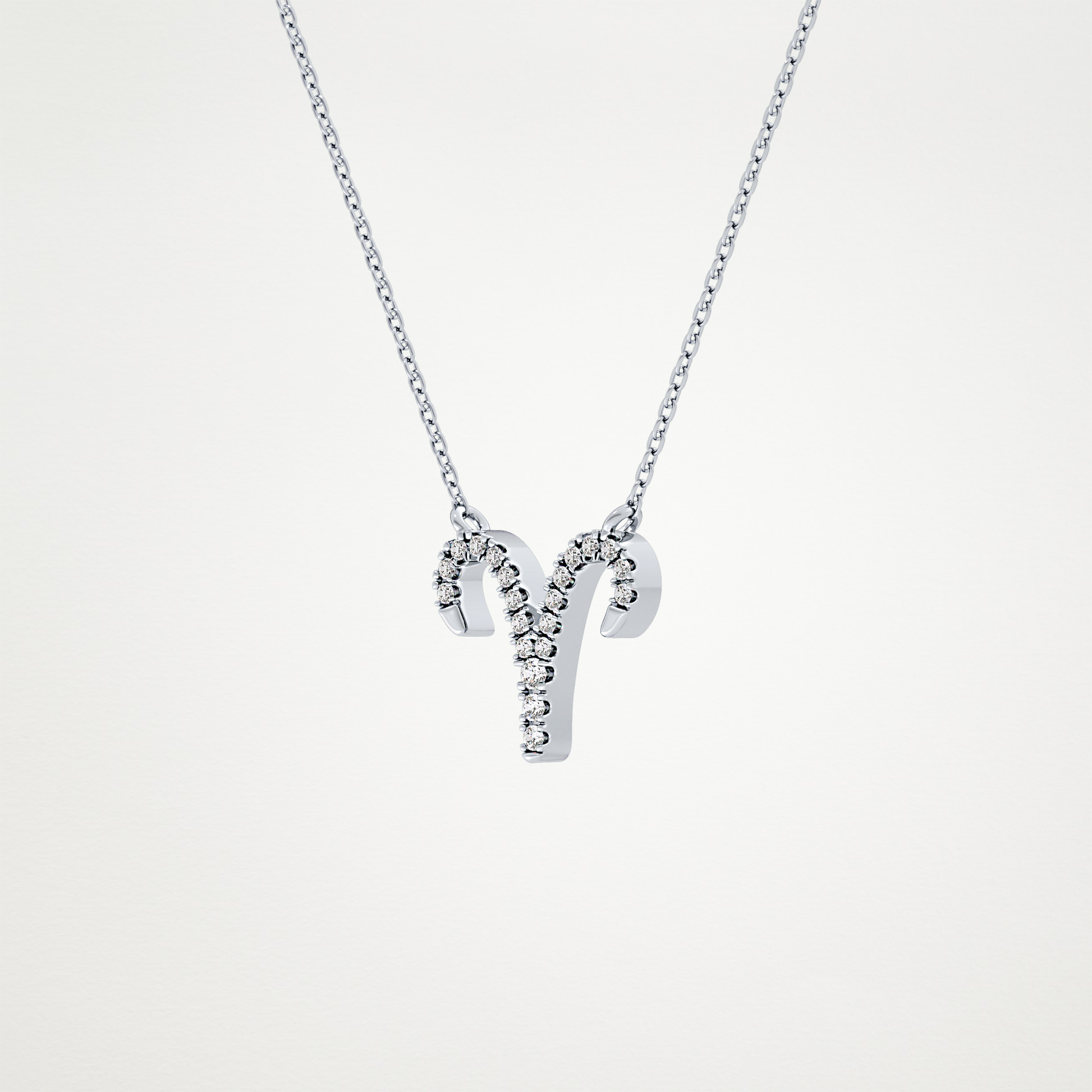 0.098 TCW Round Lab Grown Diamond Aries Zodiac Sign Necklace