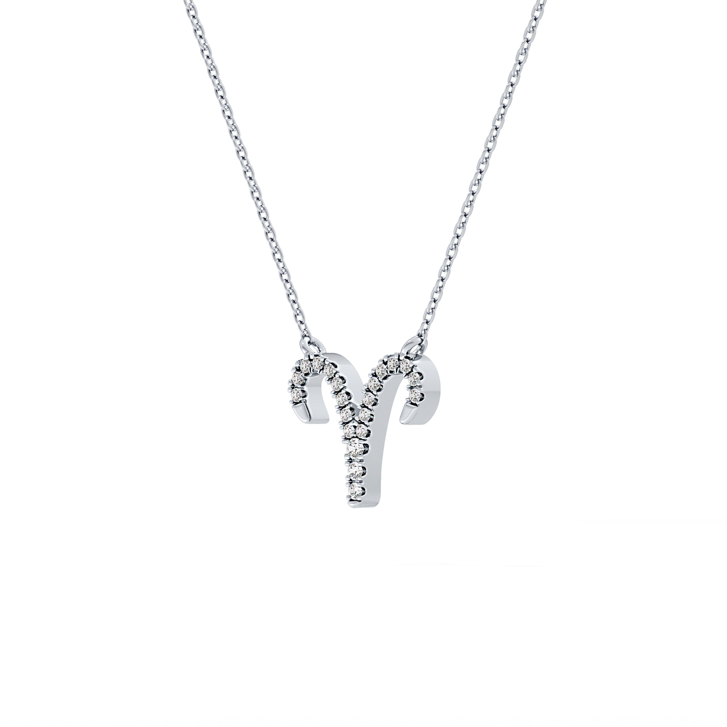 0.098 TCW Round Lab Grown Diamond Aries Zodiac Sign Necklace
