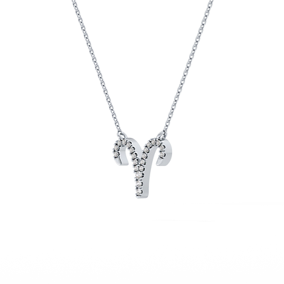 0.098 TCW Round Lab Grown Diamond Aries Zodiac Sign Necklace