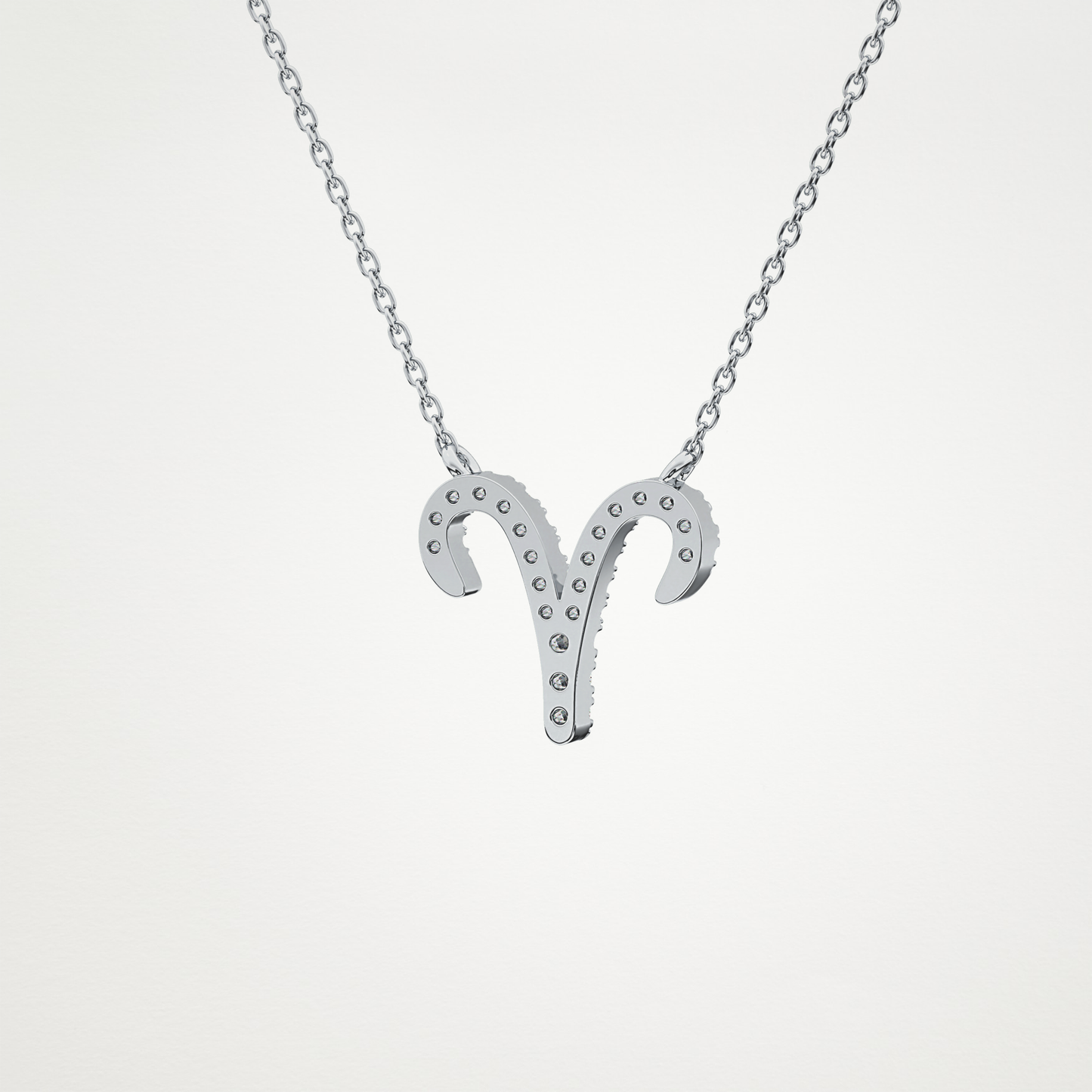 0.098 TCW Round Lab Grown Diamond Aries Zodiac Sign Necklace