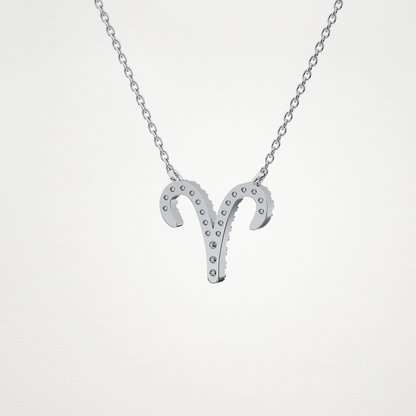 0.098 TCW Round Lab Grown Diamond Aries Zodiac Sign Necklace