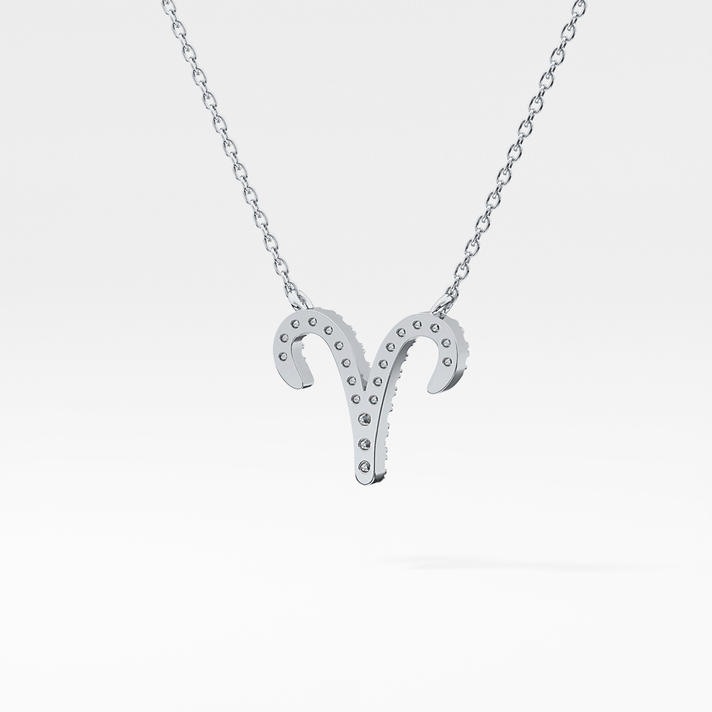 0.098 TCW Round Lab Grown Diamond Aries Zodiac Sign Necklace
