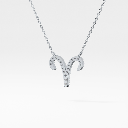 0.098 TCW Round Lab Grown Diamond Aries Zodiac Sign Necklace