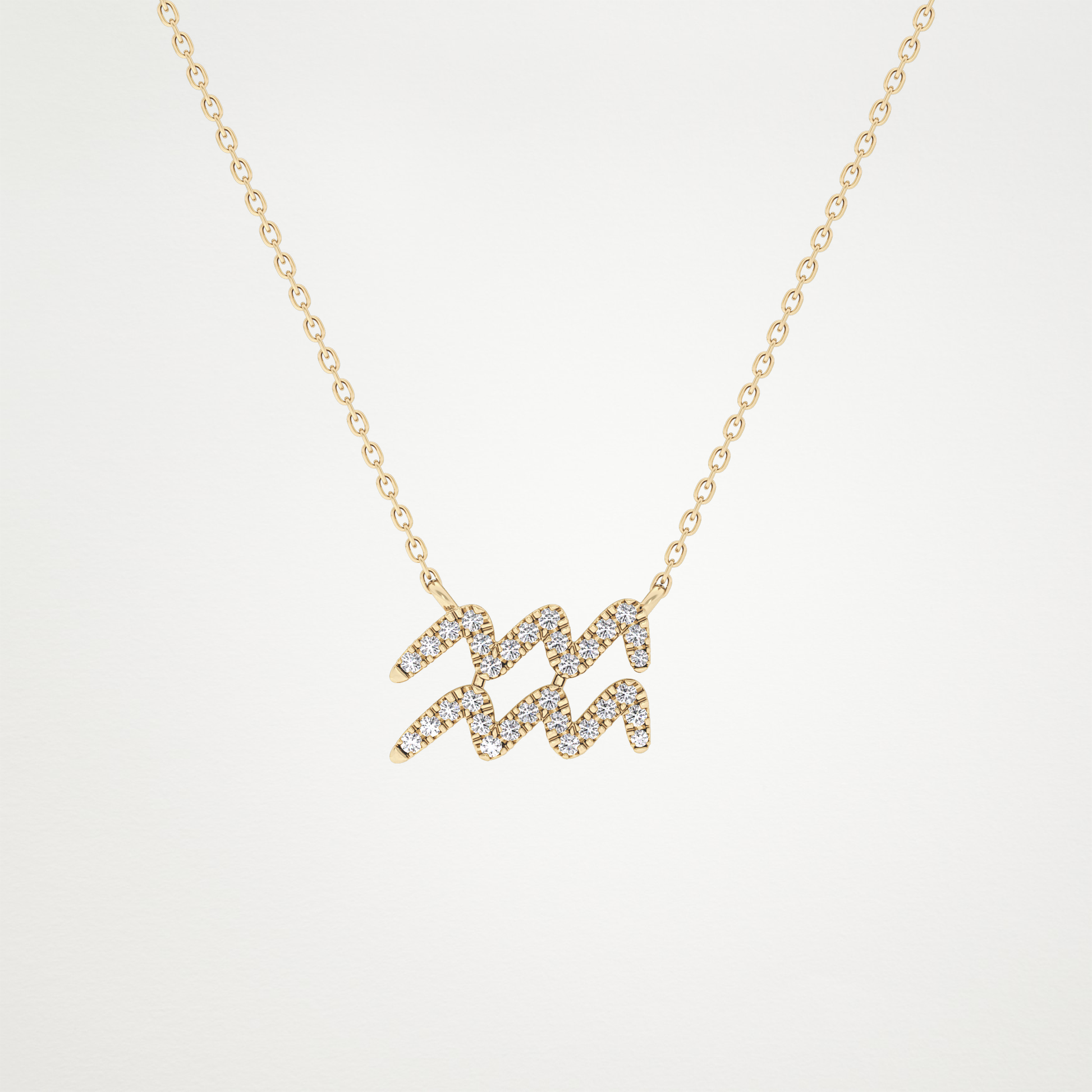 0.114 TCW Round Lab Grown Diamond Aquarius Zodiac Sign Necklace
