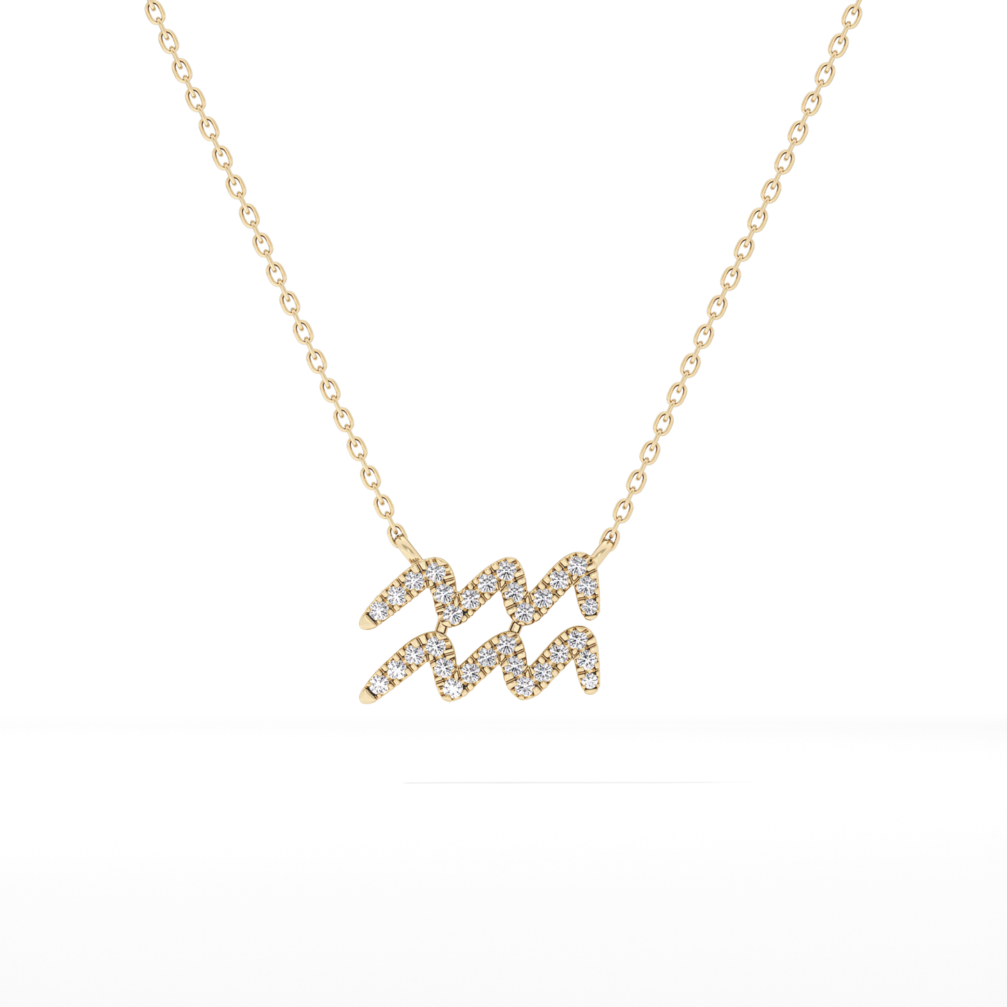 0.114 TCW Round Lab Grown Diamond Aquarius Zodiac Sign Necklace